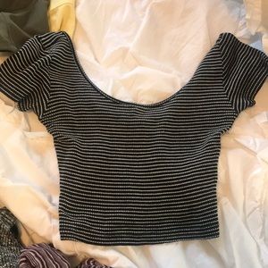 Black & white striped crop top